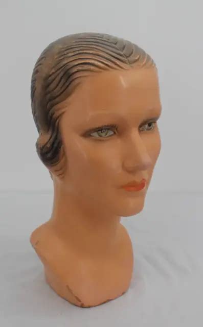 VINTAGE 1930S 1940S Art Deco Ceramic Wig Head Mannequin Lady Display $400.00 - PicClick