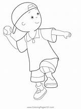 Caillou Throwing Ball Coloring Page  Pages Printable sketch template