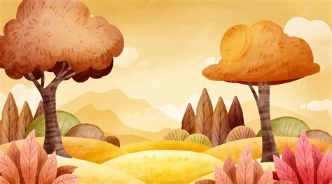 Free Vector | Watercolor autumn landscape