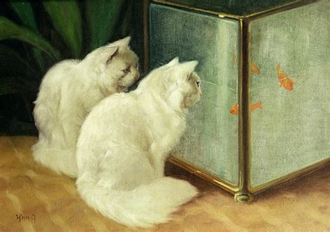 "White Cats Watching Goldfish" by Arthur Heyer (1872-1931)… | Flickr