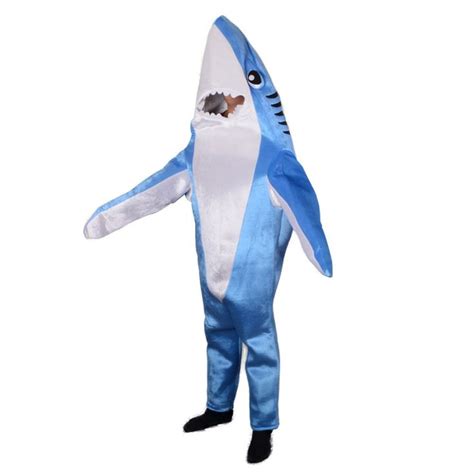 Blue Shark Attack Animal Costume Mascot Funny Adult Unisex Cute Full Body Jumpsuits Halloween ...