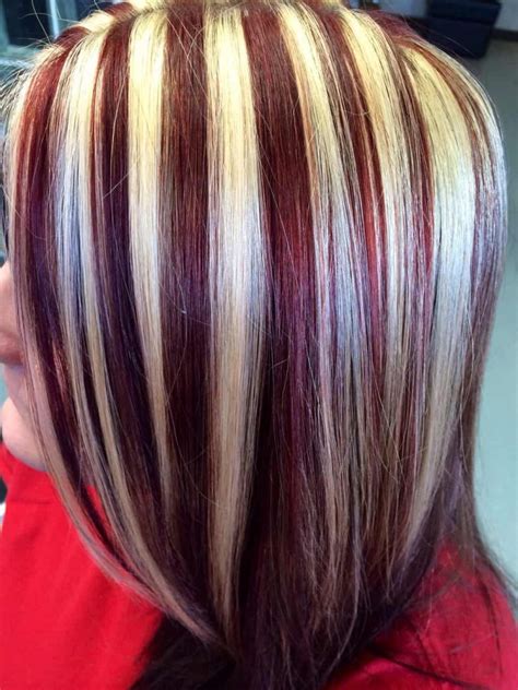 Red And Blonde Highlights In Black Hair