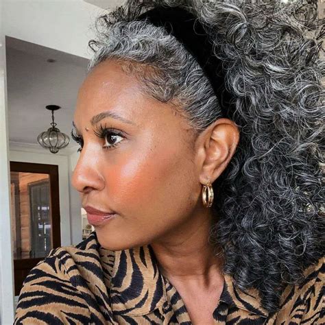 African American Ponytail: Silver Grey Clip-on Human Hair Extension for Curly Hairstyles 2024 ...