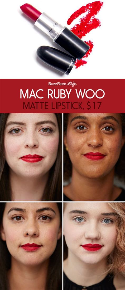 Here's what MAC Ruby Woo red lipstick looks like on four different women Red Lipstick Looks, Mac ...