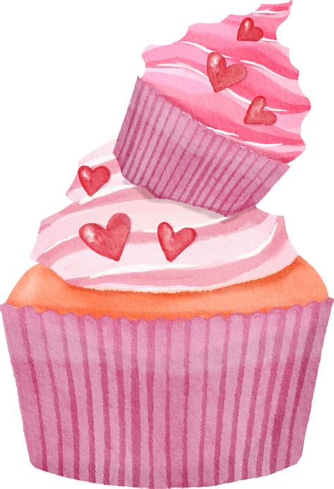 Pink cupcake watercolor painted 11208658 PNG