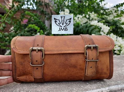 Real VINTAGE Leather Tool Bag Motorcycle BROWN Front Fork Storage Bag Saddle Bag | eBay