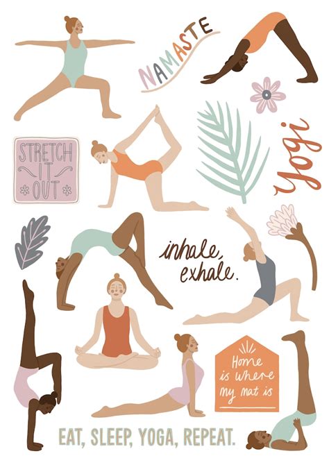 Yoga Sticker Sheet Yoga Stickers Cute Illustrated Sticker - Etsy UK