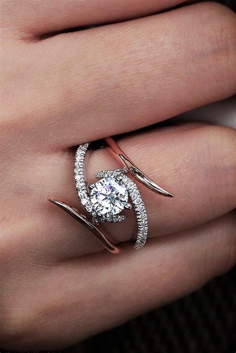 unique engagement rings two tone engagement rings round diamond ...