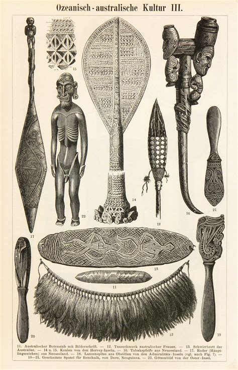 Pacific Islander Culture Print, Circa 1880