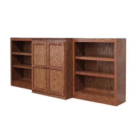 Concepts in Wood 8 Shelf Bookcase Wall with Doors, 36 inch Tall - Oak Finish - Walmart.com ...