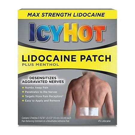 Icy Hot Max Strength Lidocaine Plus Menthol Pain Relief Patches for ...