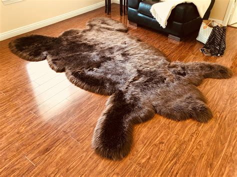 Buy Super Soft Faux Bear Skin Silky Shag Rug, Brown 2x3 Online at Lowest Price in India. 126926432