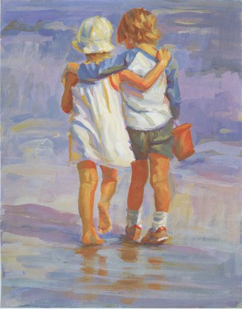 GENTLE HEARTS boy and girl, best friends off to the beach, beach scene ...