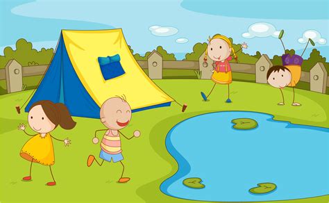 Kids camping 522115 Vector Art at Vecteezy