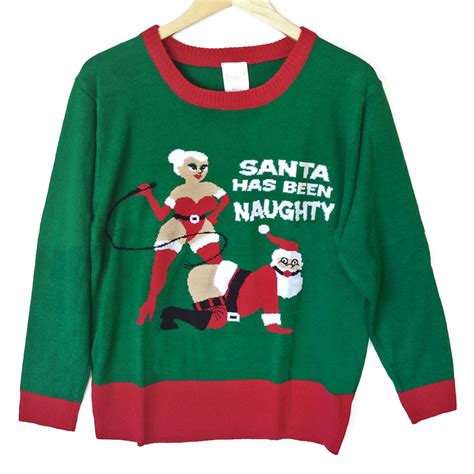 Santa Has Been Naughty Funny Adult Humor Tacky Ugly Christmas Sweater ...