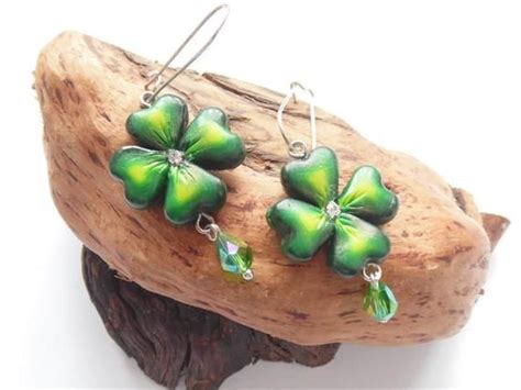 clover earrings shamrock earrings polymer clay jewelry St.Patricks Day ...