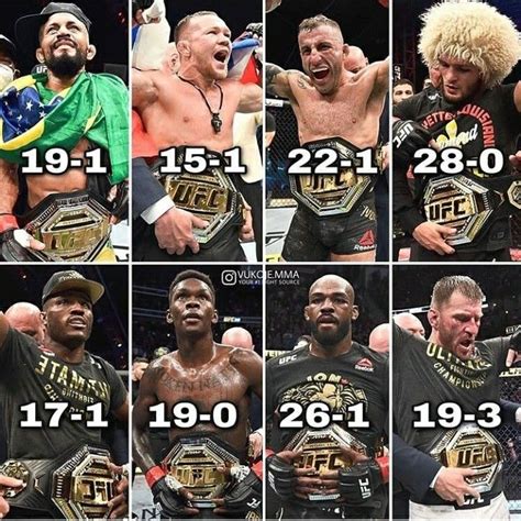 Current Ufc male champions. | 運動