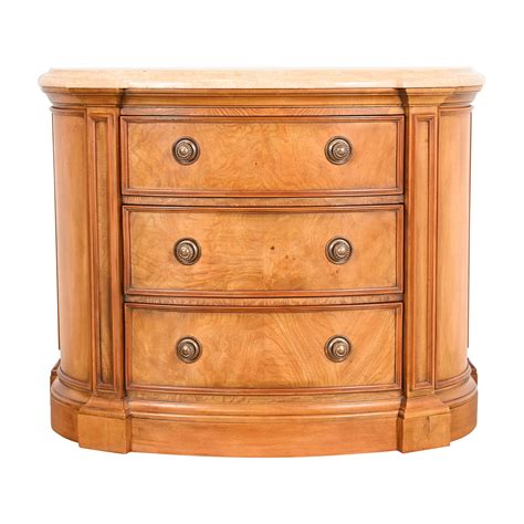 Henredon Burl Wood Regency Marble Top Demilune Commode or Chest of Drawers For Sale at 1stDibs