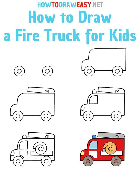 How to Draw a Fire Truck for Kids - How to Draw Easy