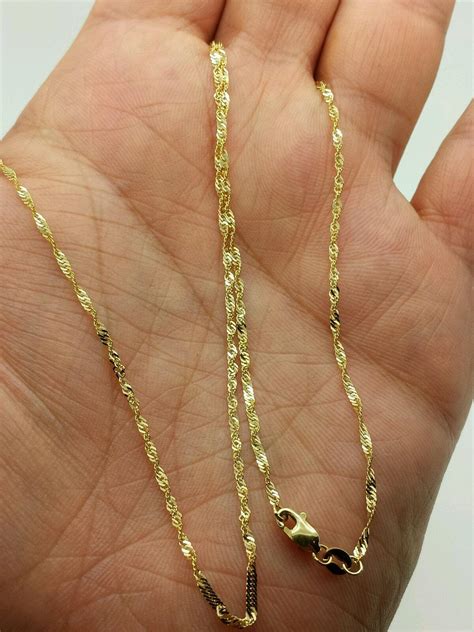 14k Yellow Gold Diamond Cut Singapore Chain Necklace .8mm 1mm - Etsy