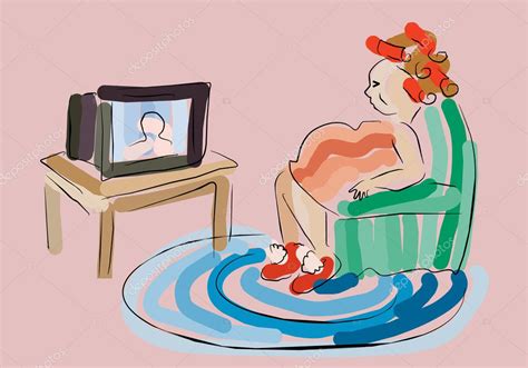 Woman watching TV Stock Vector Image by ©teamtime #4876647