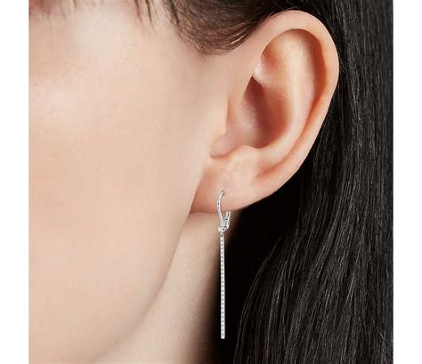 Thin Diamond Bar Drop Earrings in 14k White Gold (1/3 ct. tw.) | Blue Nile | Diamond drop ...