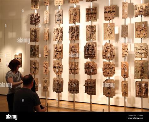 Benin Bronzes on display at the British Museum, brass plaques from the ...