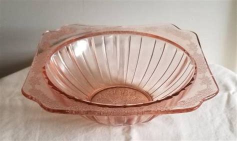 Pink Depression Glass Square Bowl Cherry Blossom Pattern 1930s - Etsy