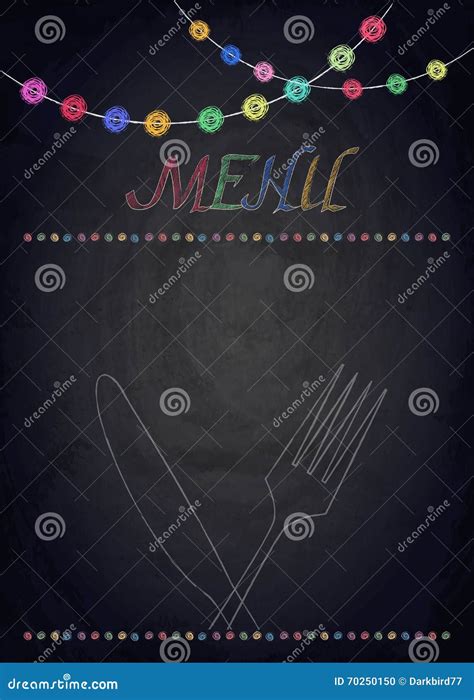 Menu Of Restaurant On Black Chalkboard Background Stock Illustration - Illustration of ...