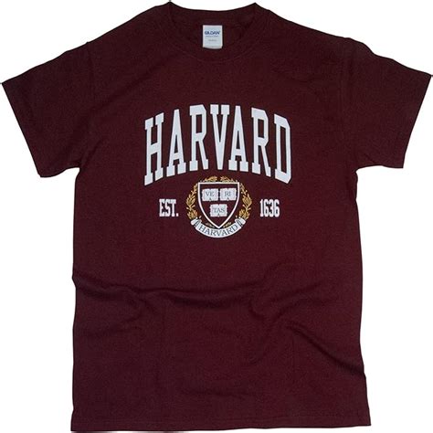 Amazon.com: Harvard University T-Shirt Officially Licensed Crest Logo College Tee Crimson M ...