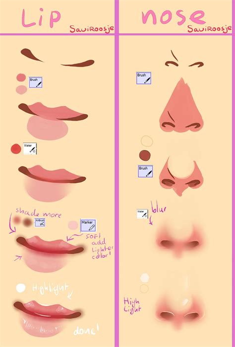 Step by Step - Lips and Nose by Saviroosje on deviantART | Digital art tutorial, Digital ...