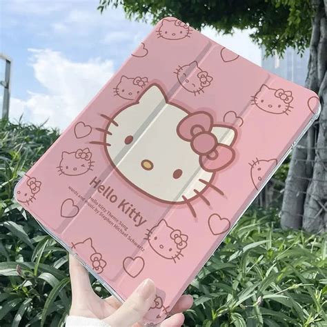 MINISO Anime Sanrio Hello kitty Ipad Smart Cover New Pattern 10.9Inch Transparent Fall ...