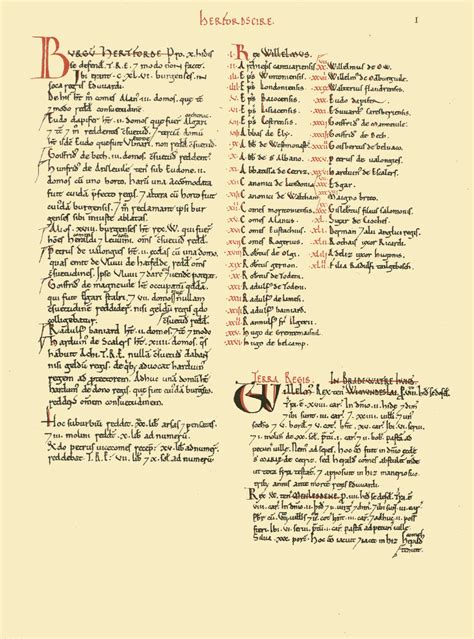 Original folio of Hertfordshire, page 1 in Domesday Book | Domesday Book