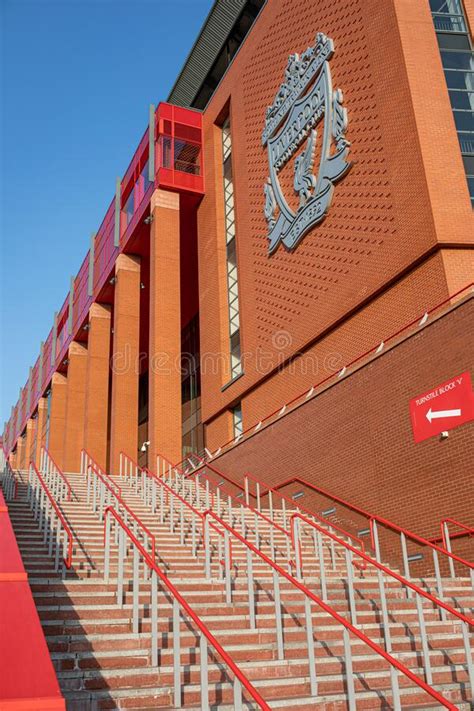 View of the Anfield Stadium in Liverpool, England Editorial Photography - Image of emblem ...
