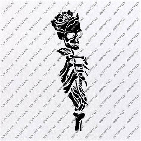 Skull Svg File-skull rose Svg Design-Clipart-Tattoo rose Svg File-Skull ...