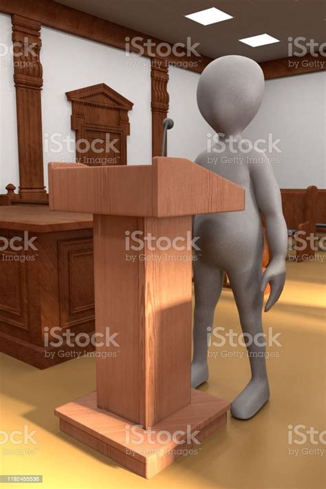 3d Render Of Cartoon Characters In Courtroom Stock Photo - Download ...