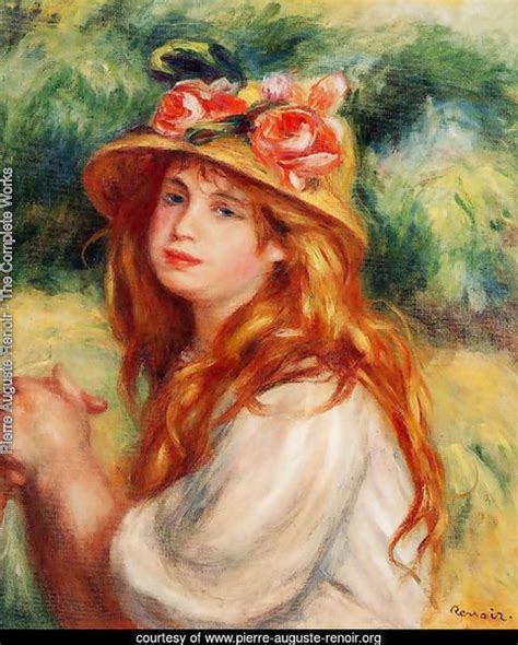 Pierre Auguste Renoir - The Complete Works - Blond In A Straw Hat Aka Seated Girl - pierre ...