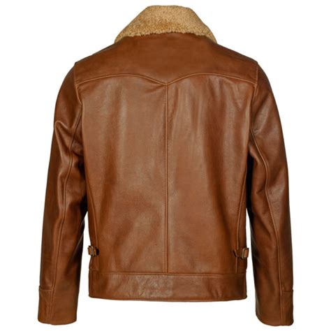 Brown Cowhide Leather Jacket With Real Lamb Fur Collar - Southwear