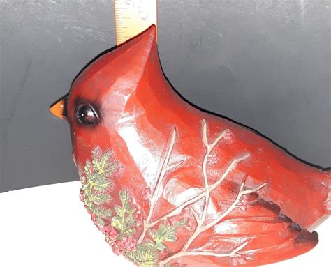 Large Resin Cardinal Christmas Figurine Poinsettia Holly Holiday Bird 8" | eBay