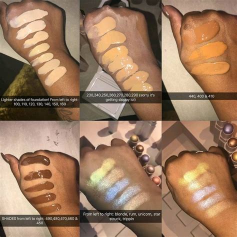 Fenty Beauty swatches - foundation, highlighter | Fenty beauty, Makeup swatches, Can makeup