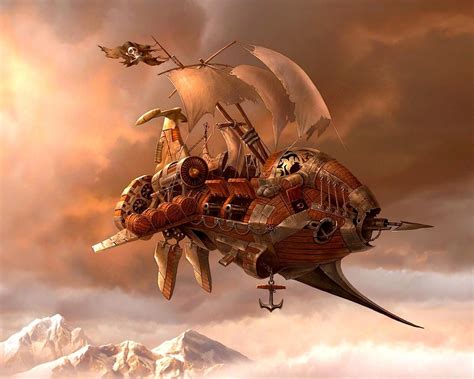 Sky pirates | Фэнтези рисунки, Концептуальное искусство, Стимпанк