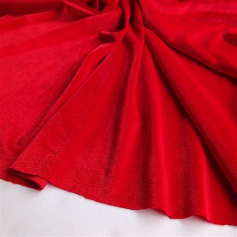 Bright Red Soft Stretch Velvet Dress Fabric Rich Plain - Etsy