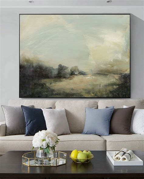 Large Grey Green Abstract Painting,Light Green Landscape Oil Painting,Original Abstract Painting ...