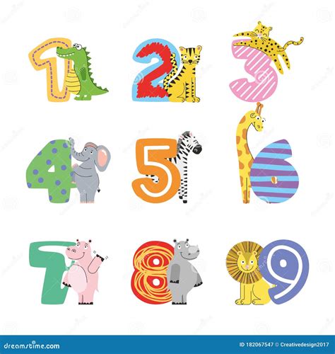 Animals with Numbers Vector Stock Vector - Illustration of numerical ...