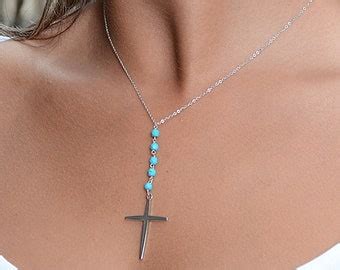 Turquoise Cross Necklace Sterling Silver 925 Turquoise Cross Necklace ...