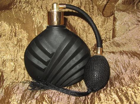Vintage black Glass Perfume Atomizer Bottle