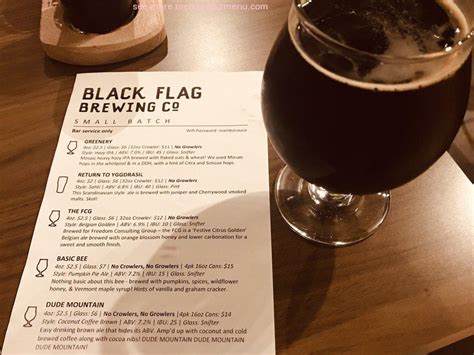 Carta del restaurante Black Flag Brewing Company, Columbia