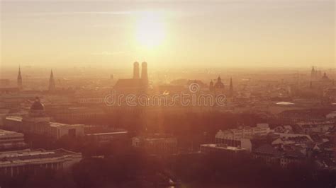 Silhouette of Munich City Center during Sunset Stock Video - Video of city, europe: 204189097