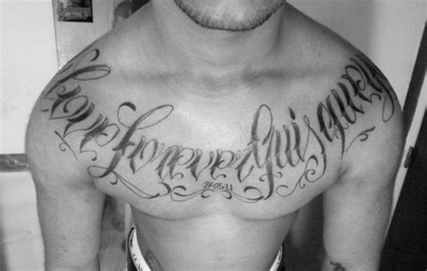 Cool Chest Tattoo Fonts for Men | Tattoo font for men, Chest tattoo fonts, Cool chest tattoos