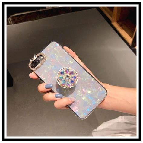 Rhinestone Diamond Bling Pop Socket Shell Silicone Designer iPhone Case For iPhone X XS XS Max ...